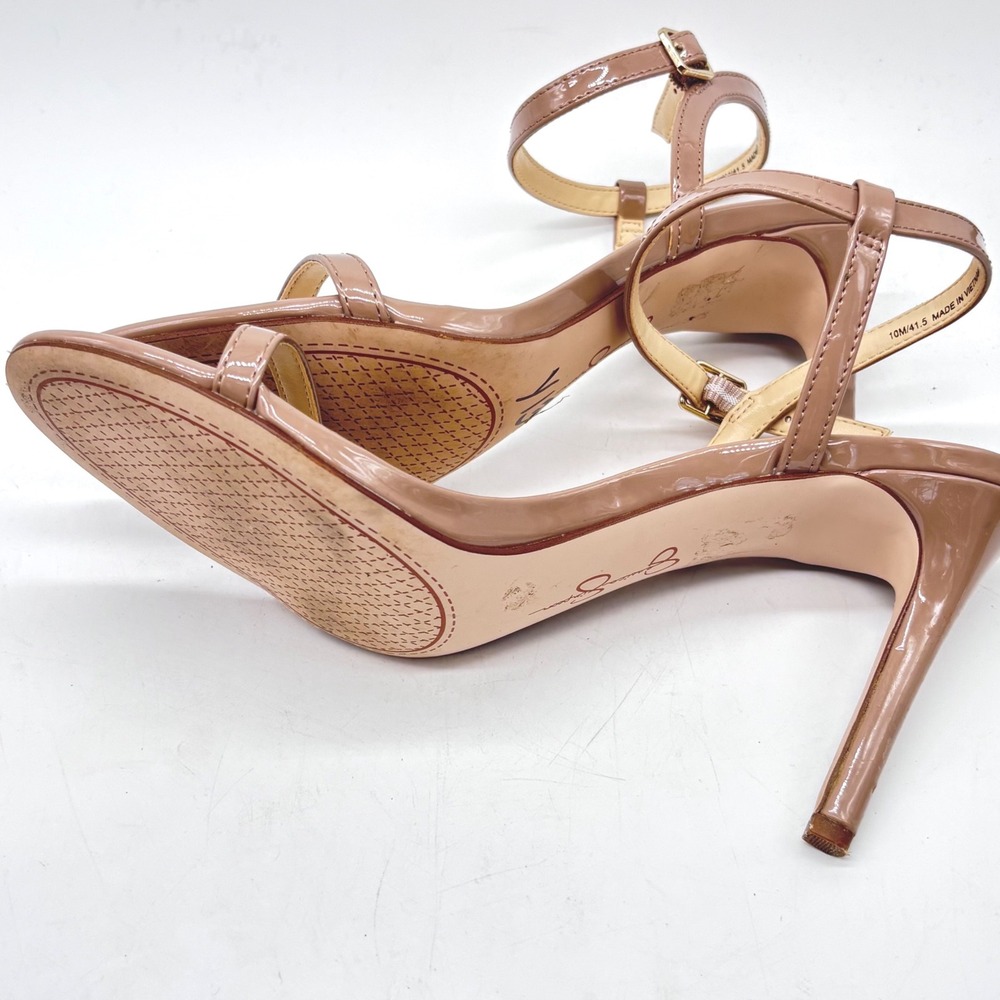 Jessica Simpson Janova Stiletto Sandals Womens 10 Nude Pantent Leather - Picture 6 of 6